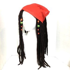 Deluxe PIRATE GYPSY Long Dredlook Wig w/ Beads Scarf  Caribbean Captain Hook NWT